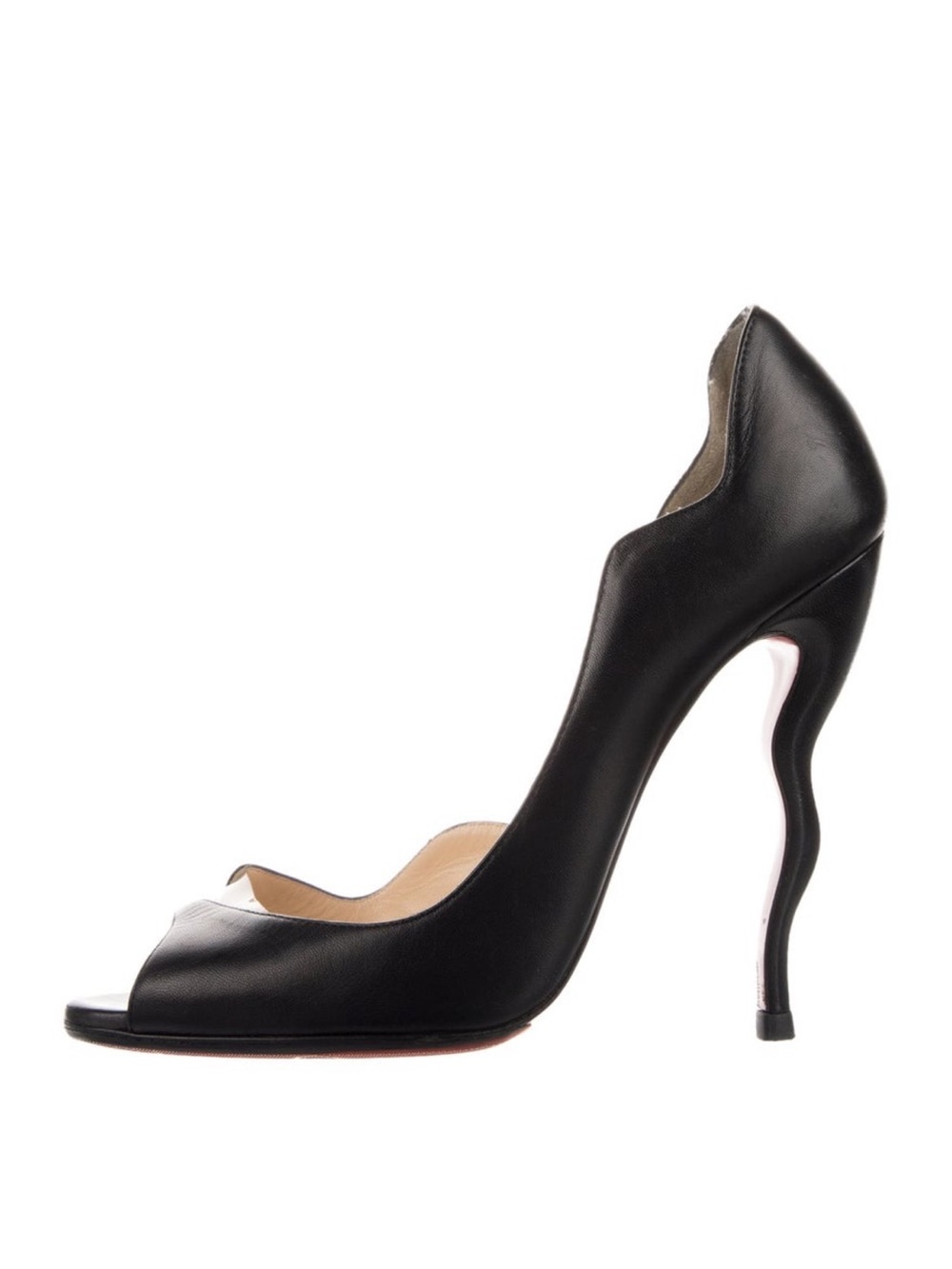 Christian Louboutin Black Sculpted Heel Open-Toe Pump